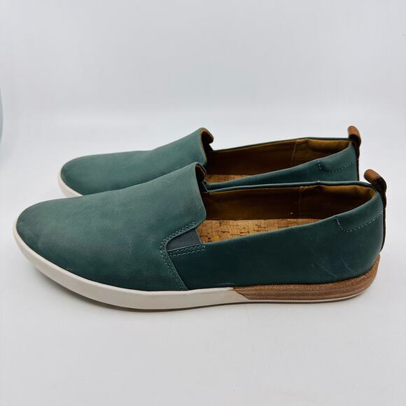 WMNS Kork-Ease Leather Upper Slide-On Shoes "Peyton" Loafer 10M Turquoise CC0E21 - Picture 3 of 10